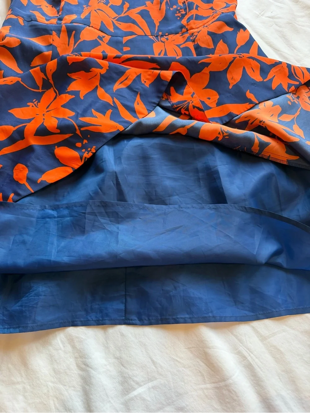 J.Crew Navy Blue & Orange Floral Sleeveless A-Line Dress Size 14